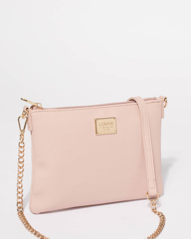Pink Plain Peta Chain Crossbody Bag