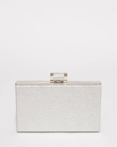 Silver Glitter Sally Hardcase Clutch Bag