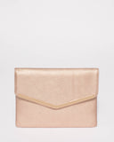 Rose Gold Raquella Clutch Bag With Gold Hardware