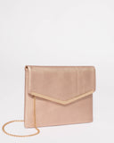 Rose Gold Raquella Clutch Bag With Gold Hardware