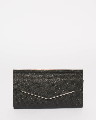 Black Glitter Nora Evening Clutch Bag