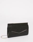 Black Glitter Nora Evening Clutch Bag