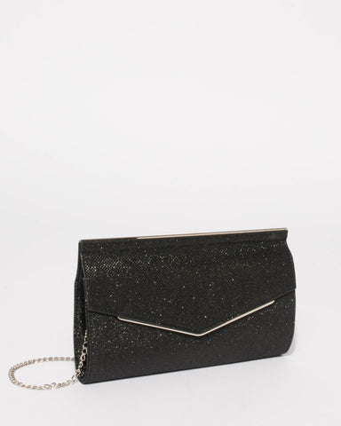 Black Glitter Nora Evening Clutch Bag