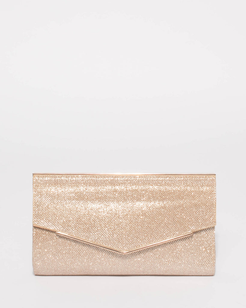 Gold Glitter Nora Evening Clutch Bag