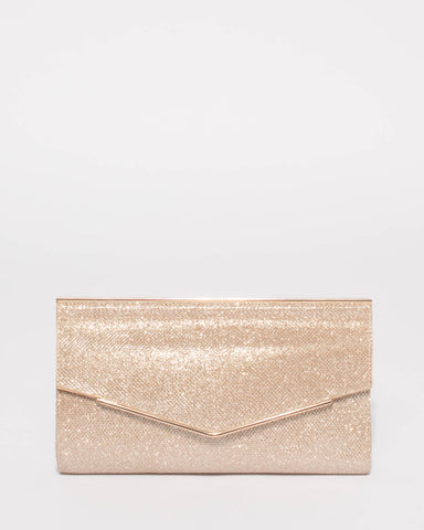 Gold Glitter Nora Evening Clutch Bag