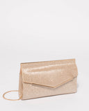 Gold Glitter Nora Evening Clutch Bag