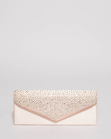 Nude Pink Ella Sparkle Clutch Bag