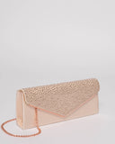 Nude Pink Ella Sparkle Clutch Bag