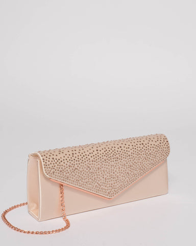 Nude Pink Ella Sparkle Clutch Bag
