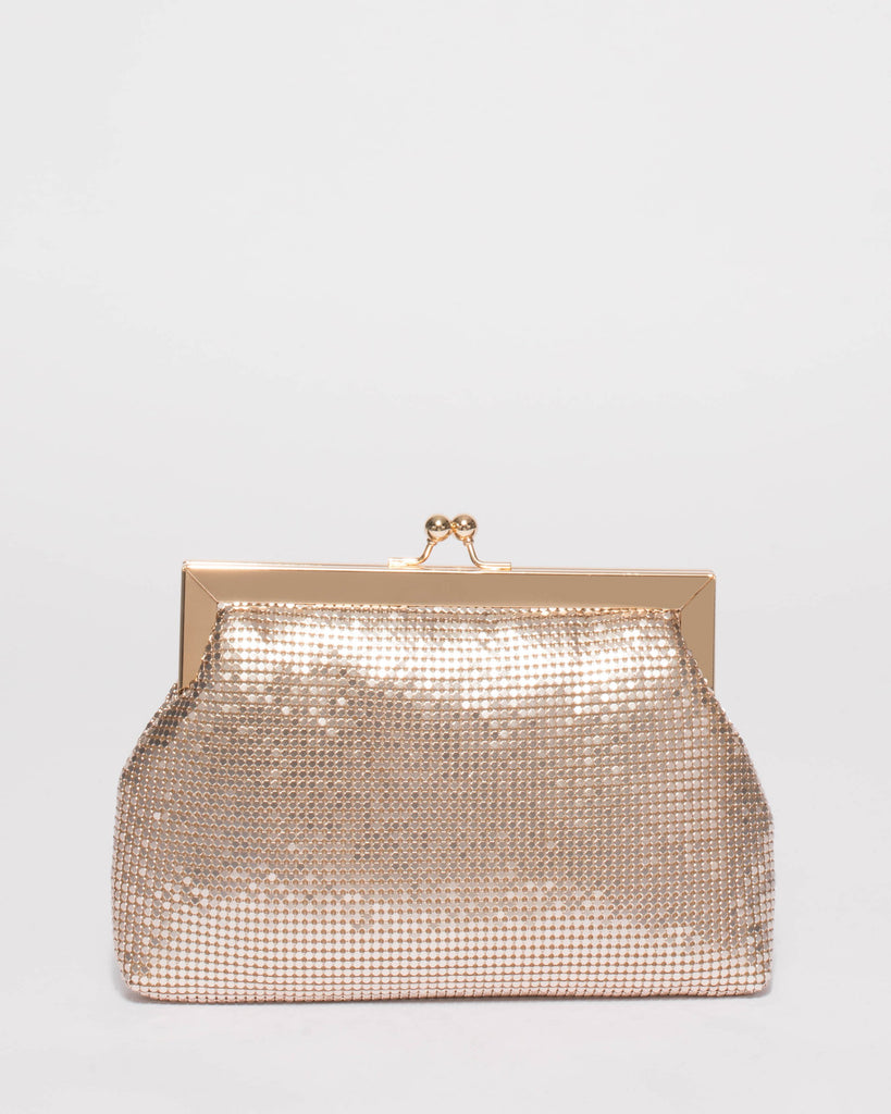 Gold Chainmail Clip Clutch Bag