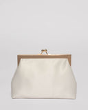 Ivory Satin Leila Clip Clutch Bag