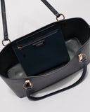 Navy Angelina Tech Tote Bag With Gold Hardware