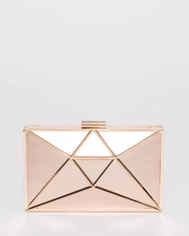 Rose Gold Geometric Large Clutch Bag