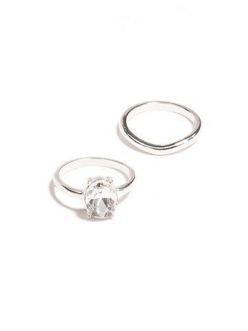 2 Pack Oval Diamante Ring - Small