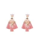 Mixed Stone Tassel Statement Earrings