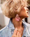 Mixed Stone Tassel Statement Earrings