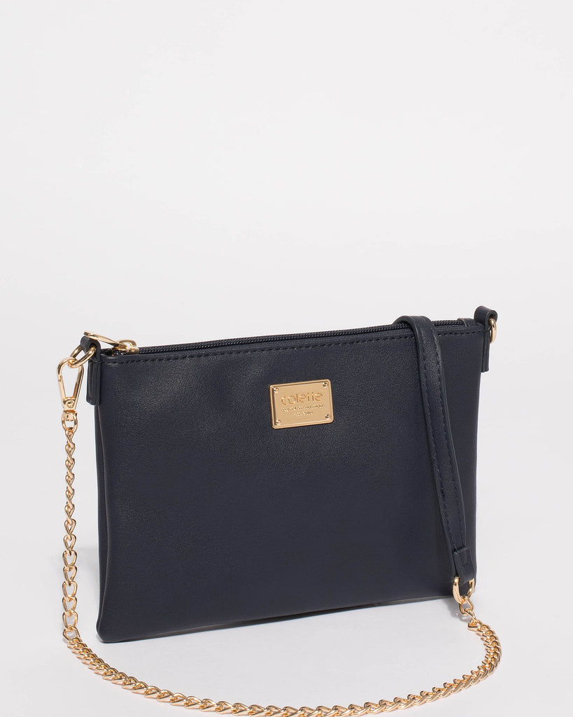 Navy Plain Peta Chain Crossbody Bag