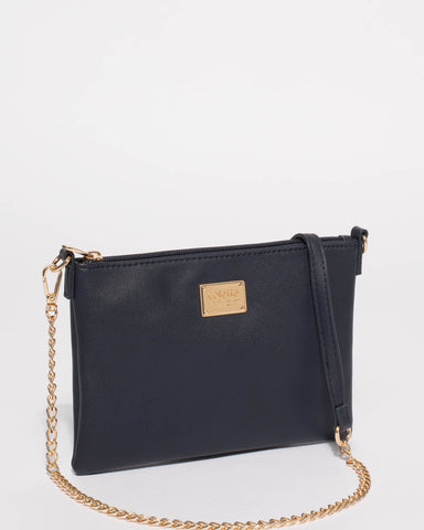 Navy Plain Peta Chain Crossbody Bag
