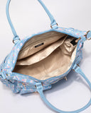 Blue Floral Print Pocket And Zip Baby Bag