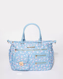 Blue Floral Print Pocket And Zip Baby Bag
