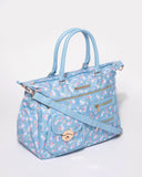 Blue Floral Print Pocket And Zip Baby Bag