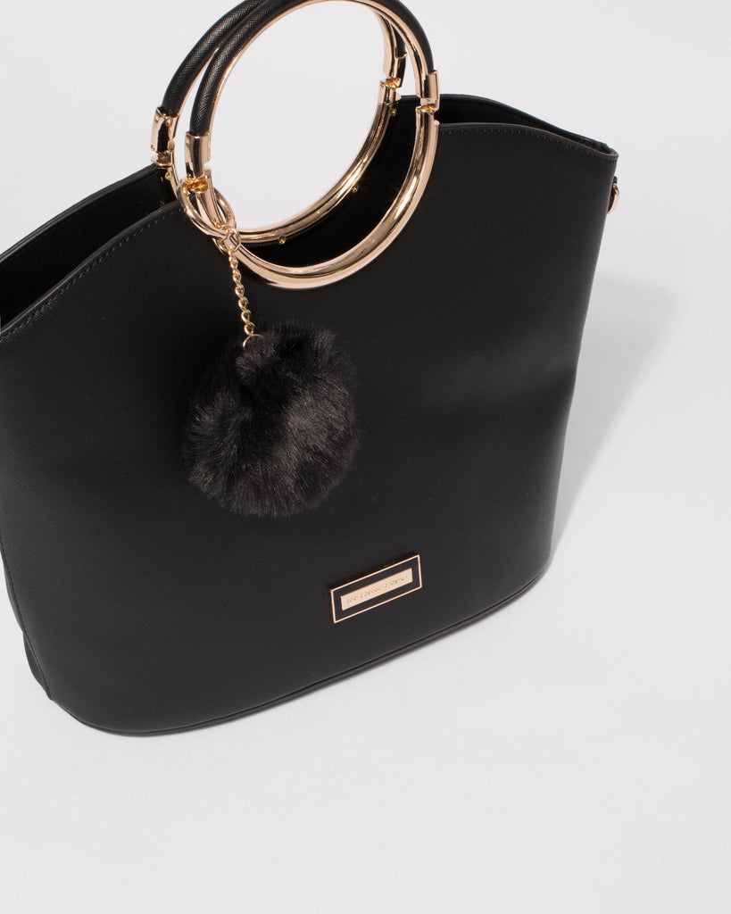 Black Saffiano Sabina Ring Tote