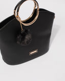 Black Saffiano Sabina Ring Tote