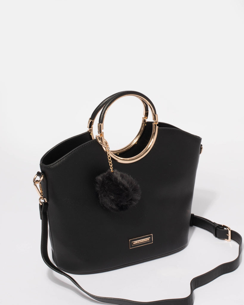 Black Saffiano Sabina Ring Tote