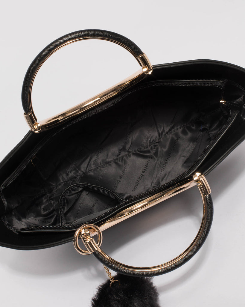 Black Saffiano Sabina Ring Tote