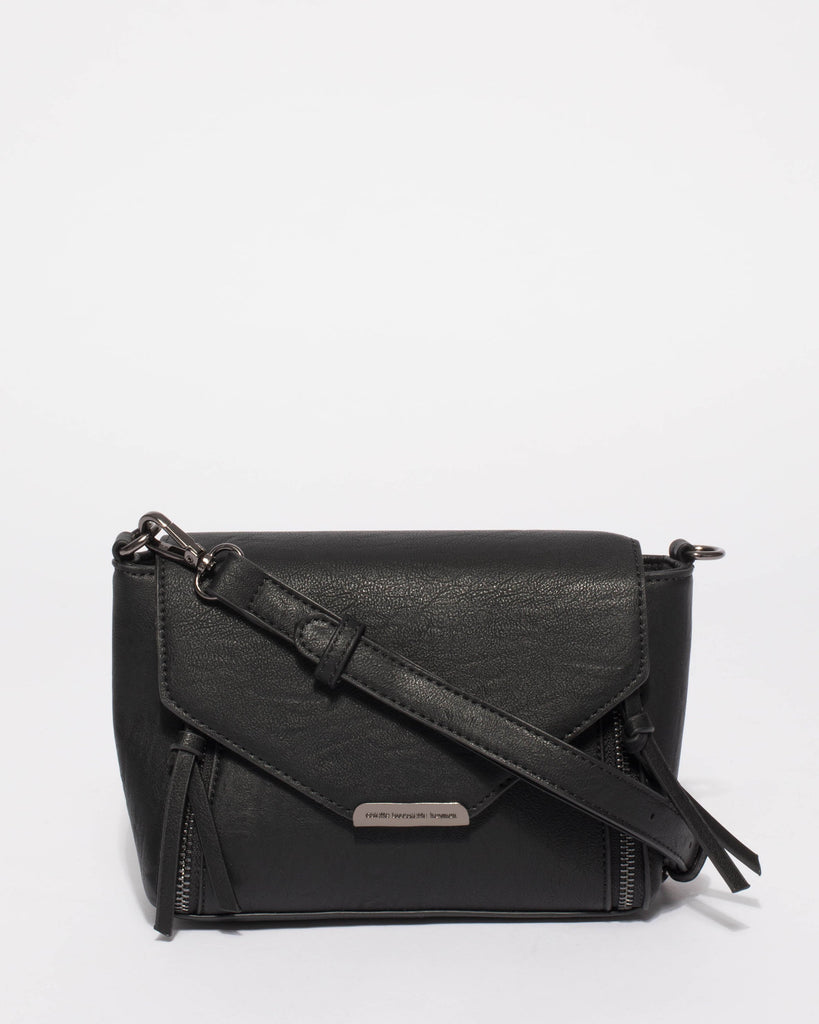 Black Zip Lydia Crossbody Bag
