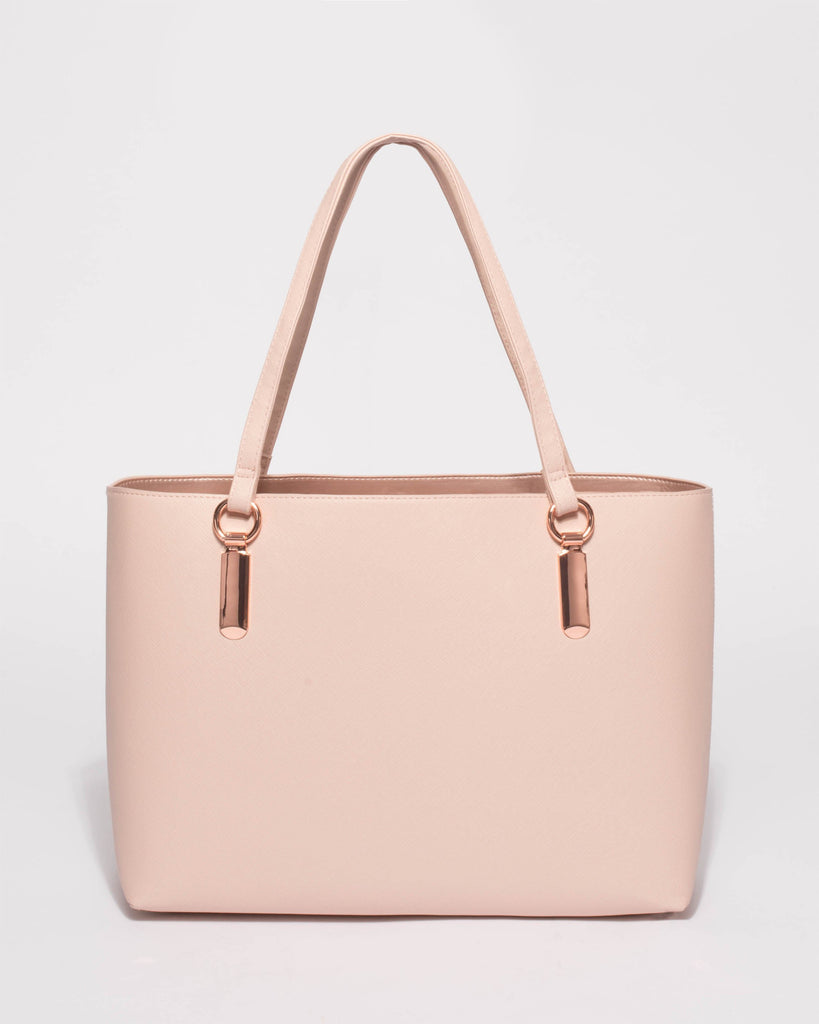 Pink Angelina Tech Tote Bag With Rose Gold Hardware