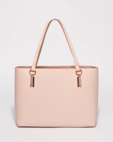 Pink Angelina Tech Tote Bag With Rose Gold Hardware