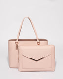 Pink Angelina Tech Tote Bag With Rose Gold Hardware