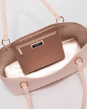 Pink Angelina Tech Tote Bag With Rose Gold Hardware