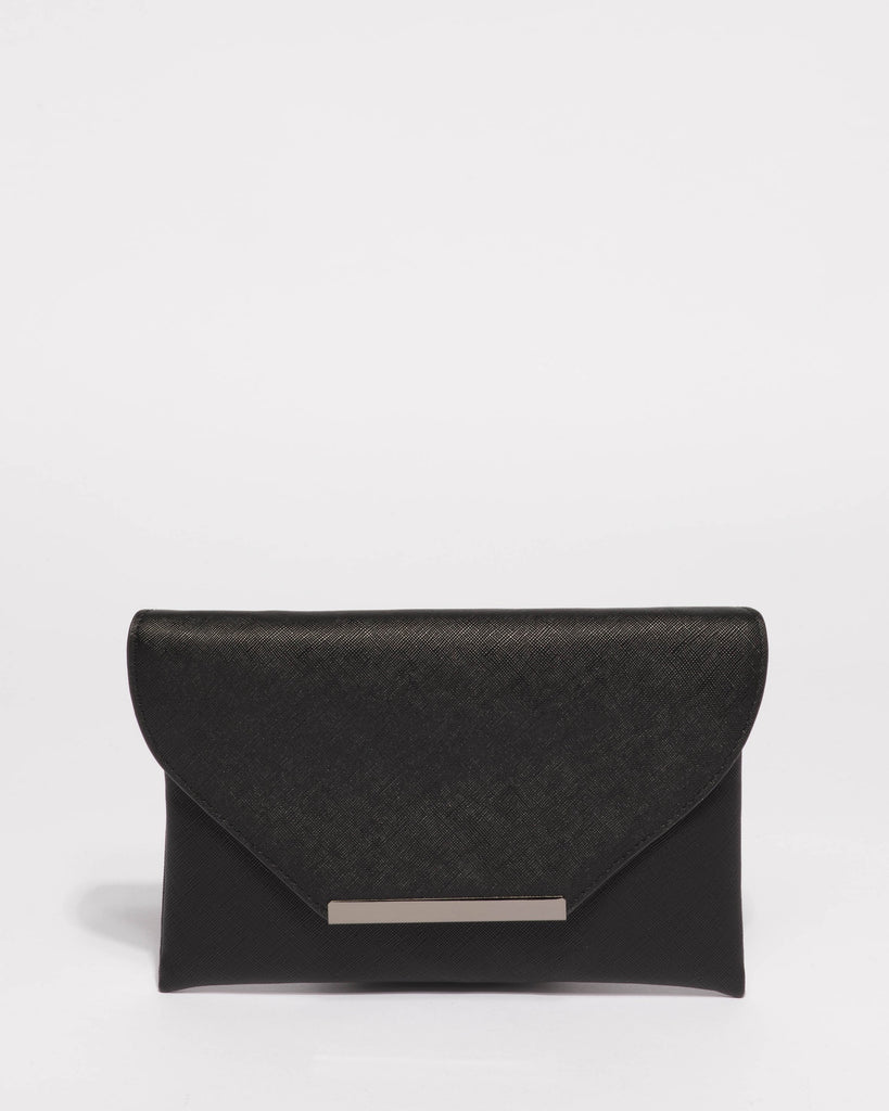 Black Frankie Clutch Bag With Gunmetal Hardware