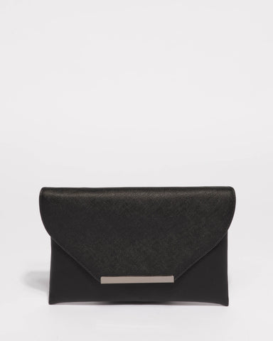 Black Frankie Clutch Bag With Gunmetal Hardware