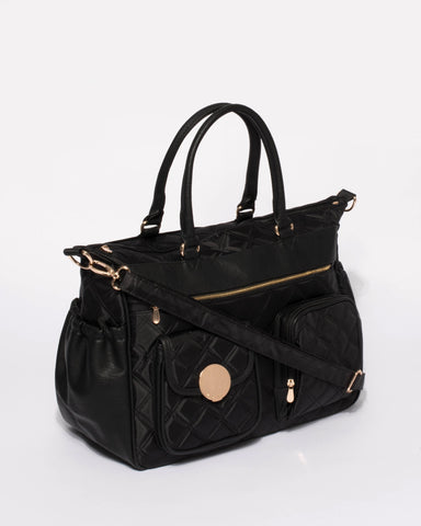 Black Nicole Quilted Baby Bag