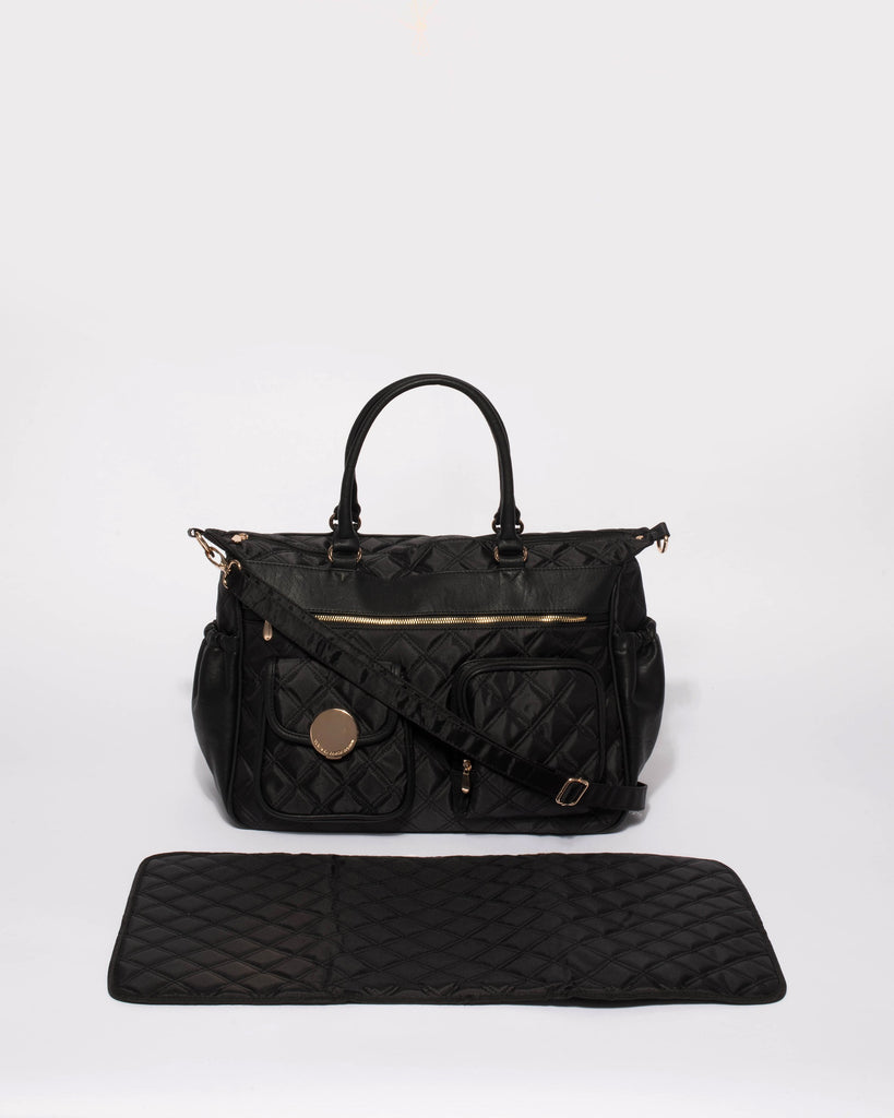 Black Nicole Quilted Baby Bag