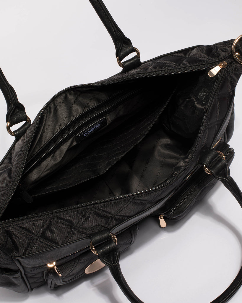 Black Nicole Quilted Baby Bag