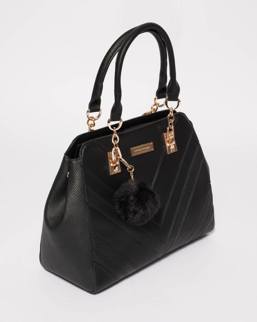 Black Cleo Panel Tote Bag