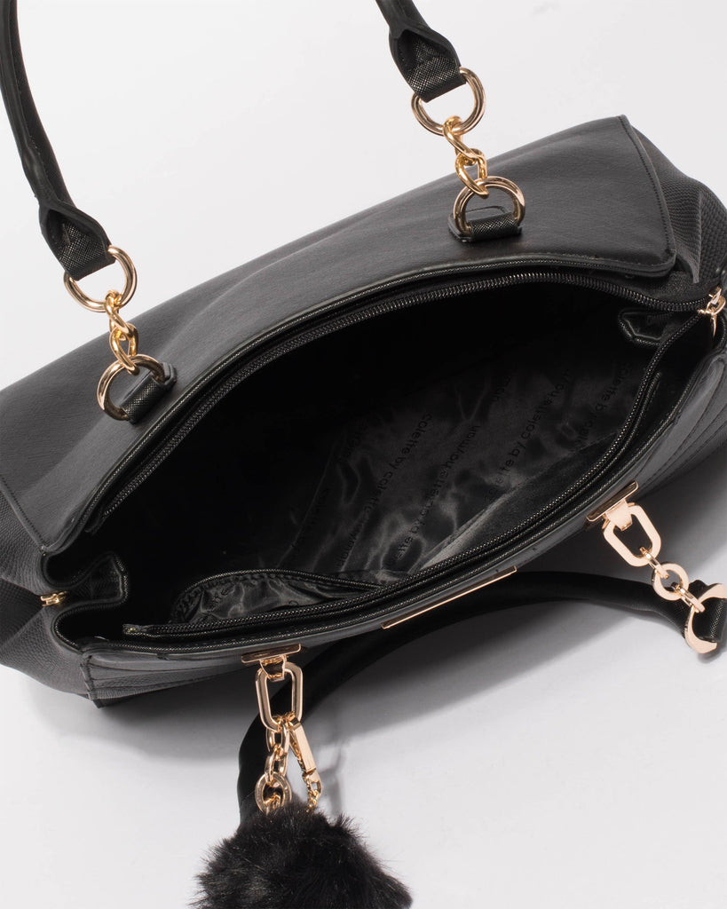 Black Cleo Panel Tote Bag