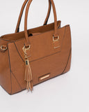 Tan Demi Tassel Tote Bag