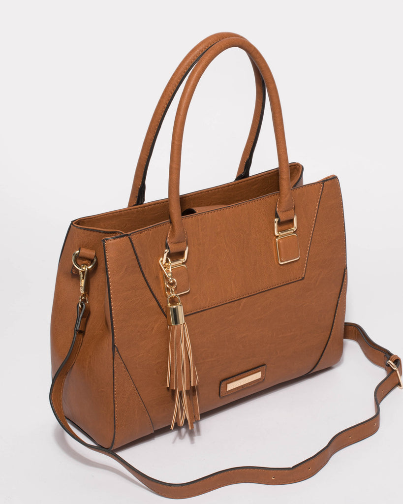 Tan Demi Tassel Tote Bag