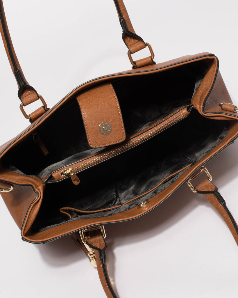 Tan Demi Tassel Tote Bag