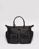 Black Quilted Baby Bag With Matte Black Hardware