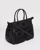 Black Quilted Baby Bag With Matte Black Hardware