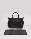 Black Quilted Baby Bag With Matte Black Hardware