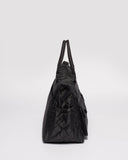 Black Quilted Baby Bag With Matte Black Hardware