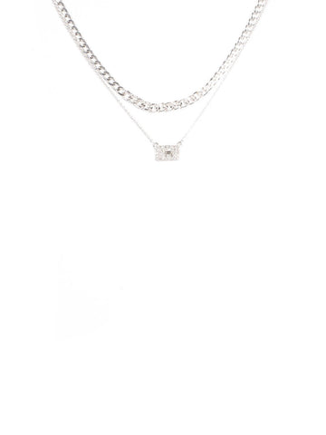 2 Pack Pave Stone Necklace