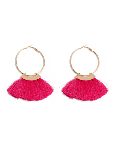 Tassel On Hoop Statement Earrings